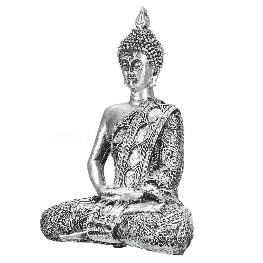 170*30*75mm Silver Thai Buddha Statue Sculpture Meditating Antique Home Ornament Feng Shui Tibetan Buddhist Amitabha