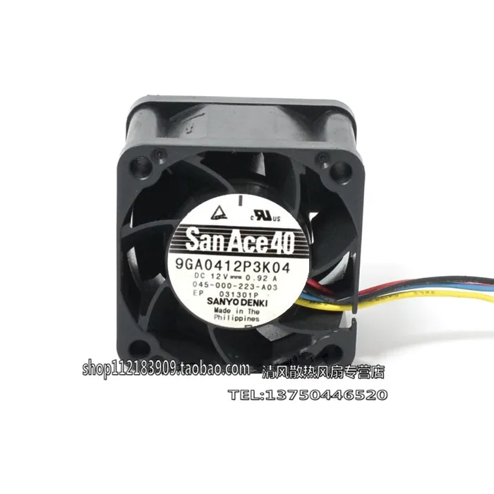 Для SANYO 9GA0412P3K04 DC 12V 0.92A 4-проводной 4-контактный разъем 60 мм 40x40x28 мм Сервер площади Вентилятор охлаждения