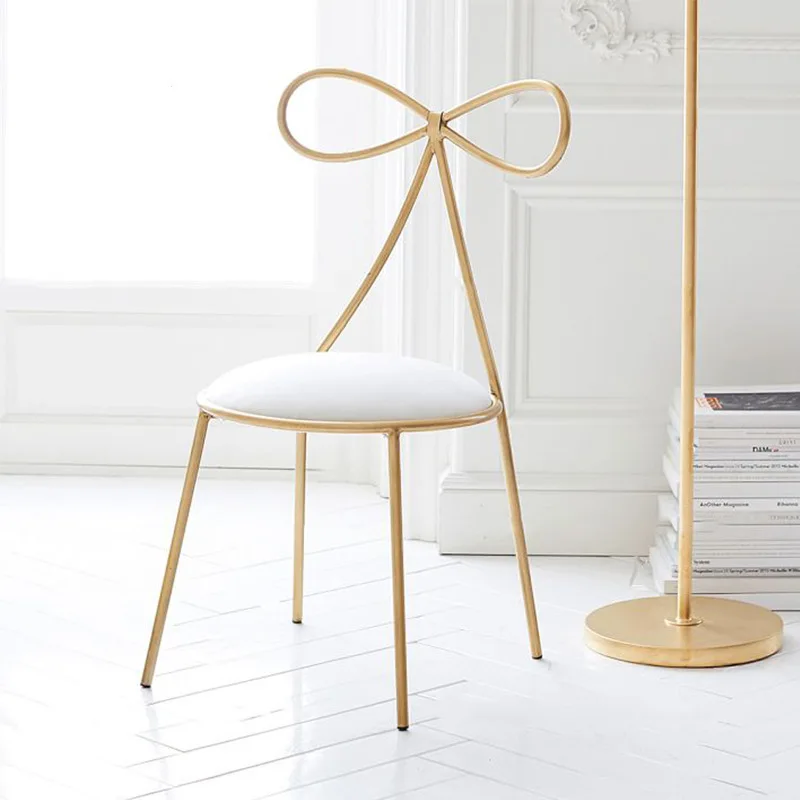 Качество Мода металлический стул Nordic бар стул для отдыха современный макияж стул столовая стул с форма чаши спинка с поролоновой губки