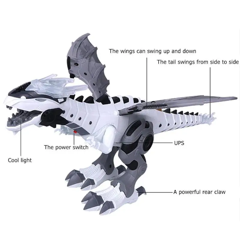 Электрический динозавр модель комплект Дети ходьба спрей качели робот игрушка электронная модель животного со светом звуковые игрушки для детей