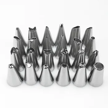 

Cake Decorating 24Pcs/set Large Stainless steel Icing Piping Nozzles Pastry Tips Set Kitchen Accessories Cupcake Nozzle