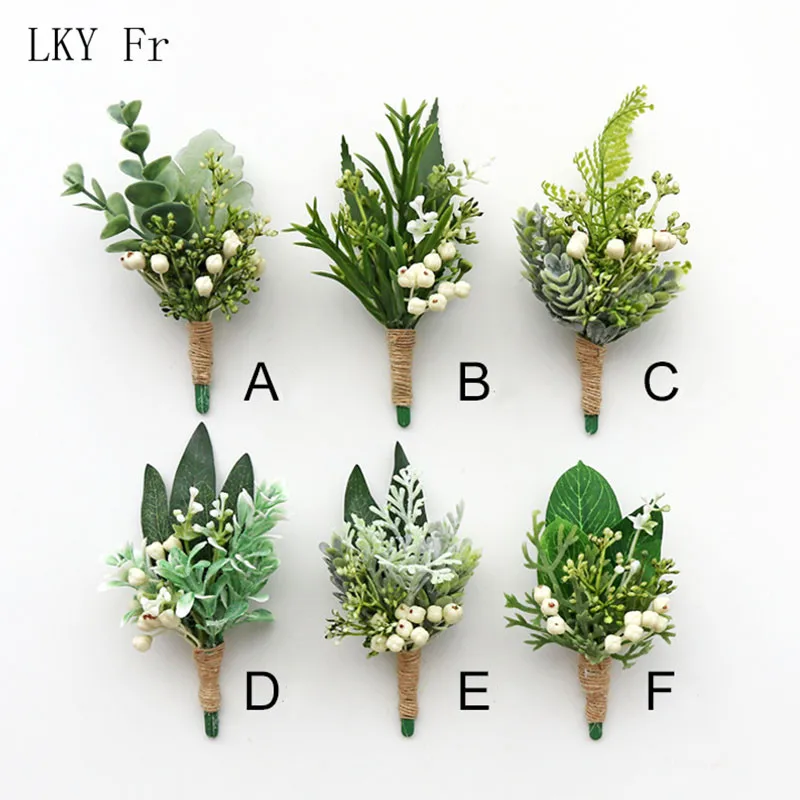 LKY Fr Boutonniere Corsage Pins Boutonniere Buttonhole Men Wedding Wrist Corsage Bracelet Bridesmaid Flower Green Forest Wedding