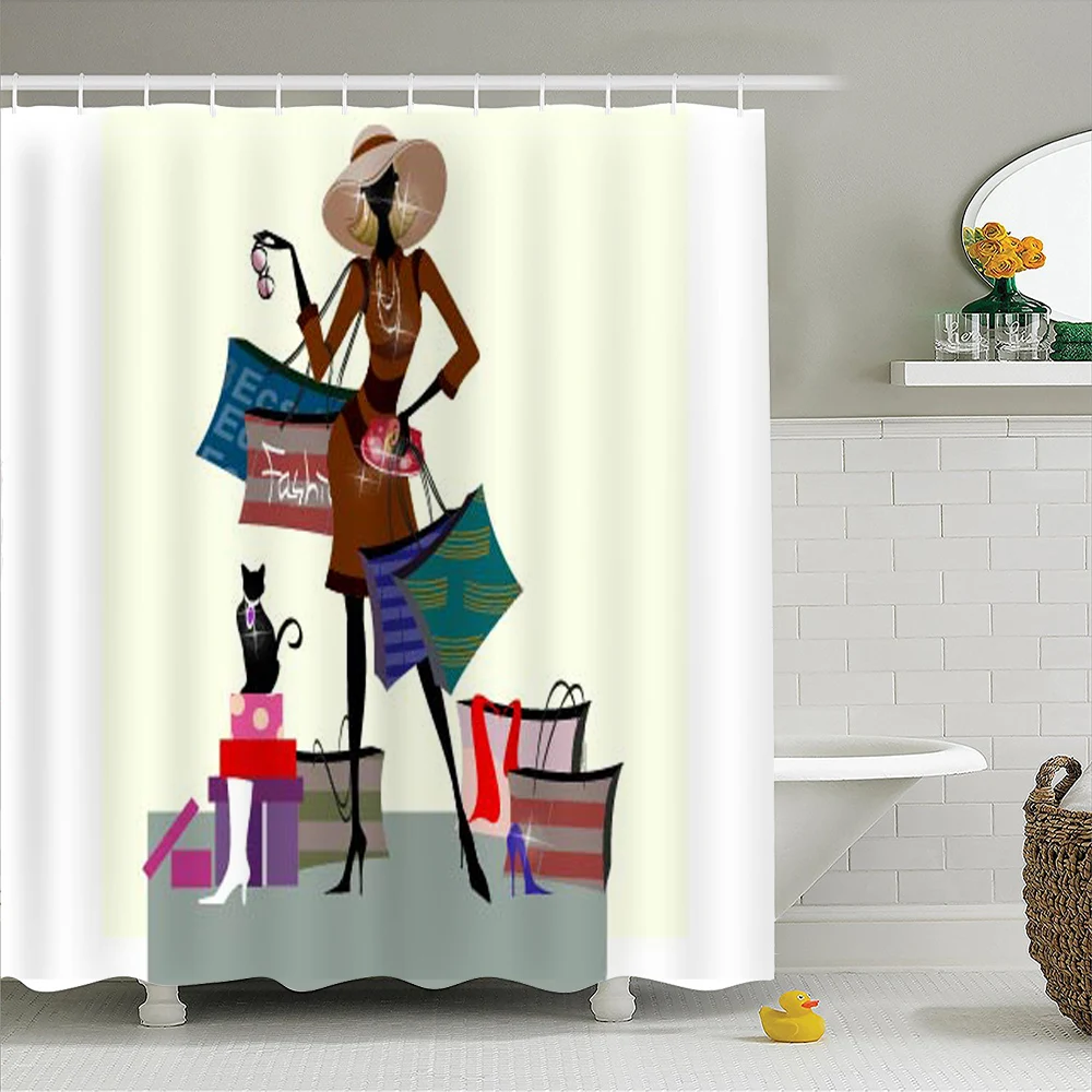 

High Quality Bathroom Shower Curtain Polyester Fabric Bath Curtain Waterproof Moldproof Endless Pattern 180*200cm AP10G