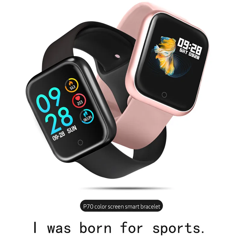 

3 colors P70 smart wristband with heart rate monitor blood pressure call message reminder for iphone xiaomi huawei samsung