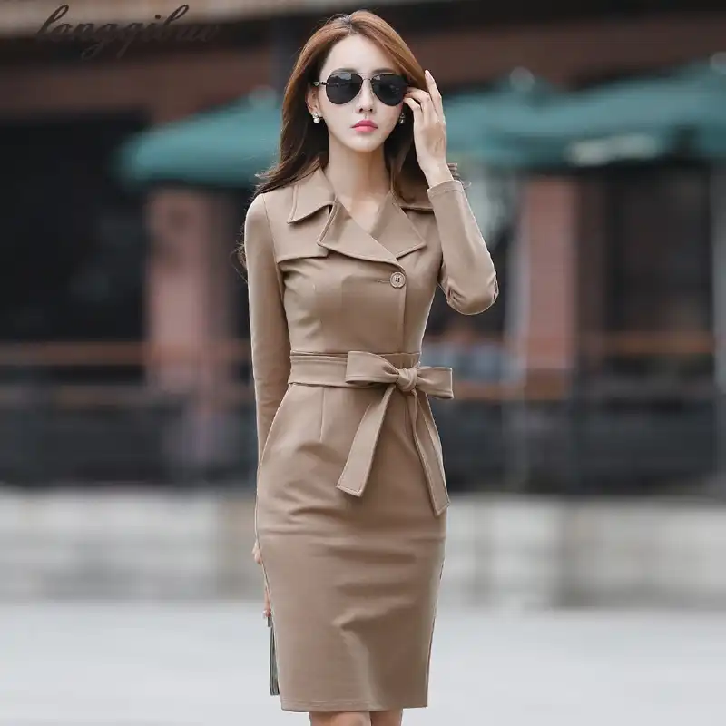 feitong women autumn winter dress elegant v-neck