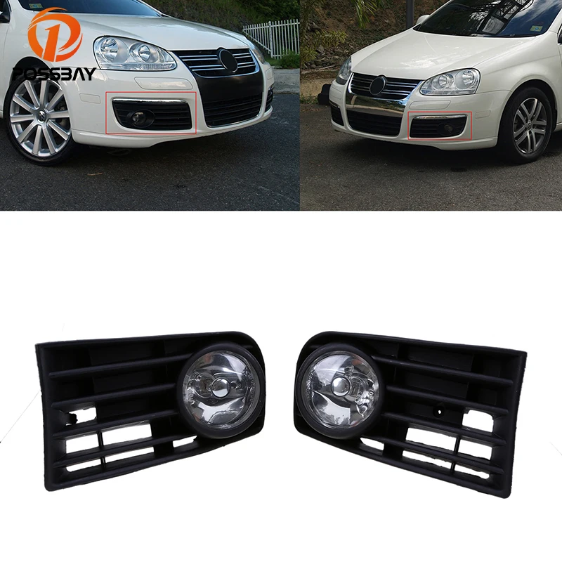 

POSSBAY Halogen Foglamp for 2004 2005 2006 2007 2008 2009 2010 VW Jetta/Bora/Golf Mk5 Front Lower Bumper Fog Lights Grille