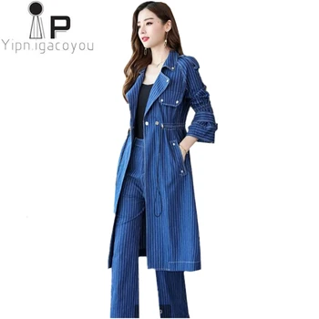 

Stylish Autumn Women Clothes 2 Piece Set Women Pant + Tops Loose Ladies Cowboys Windbreaker + Denim Pants Casual Two Piece Sets