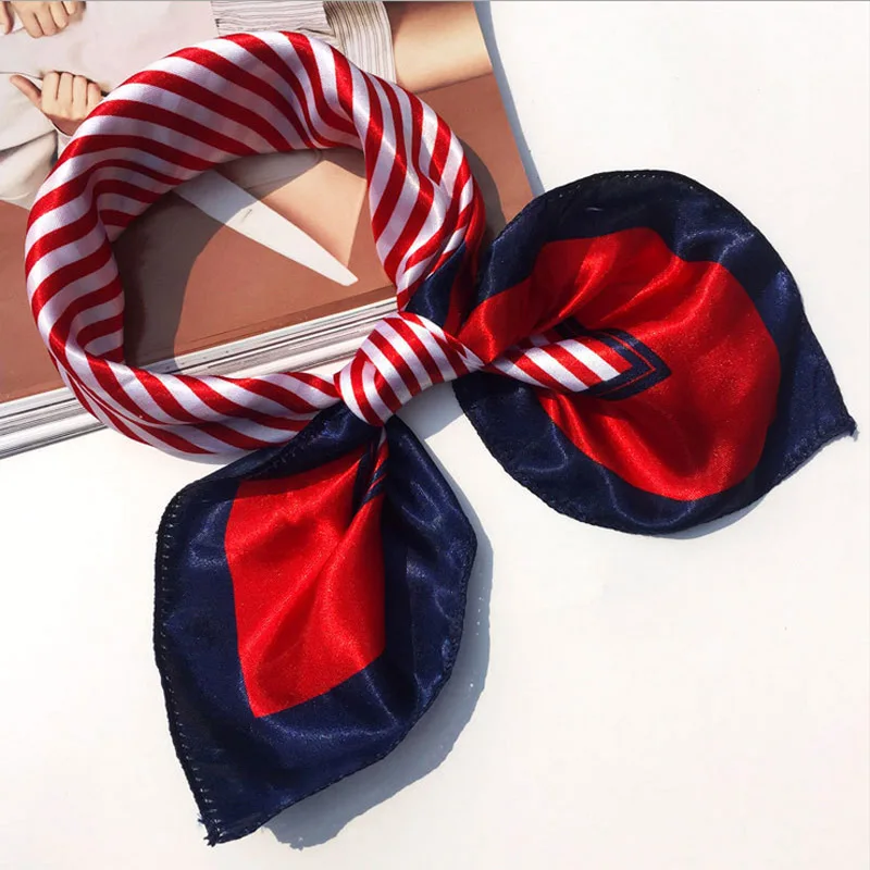 Маленькая женская лента галстук праздничный шарф Шелковый головной убор для волос атлас