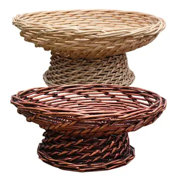 

Woven Fruit Tray Hotel Tall Bread Tray Craft Display Decorative Accessory For Home Office Restaurant
