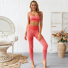 2 шт., энергетический бесшовный Набор для йоги, одежда, леггинсы+ спортивный бюстгальтер тренировочный костюм для занятий йогой, Женский комплект для фитнеса, одежда для активного бега