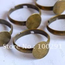 1000 шт, украшенное мозаикой из драгоценных камней, 12 мм с плоским носком Красный лак накладка из античной бронзы Регулируемая основа для кольца пустые комплектующие