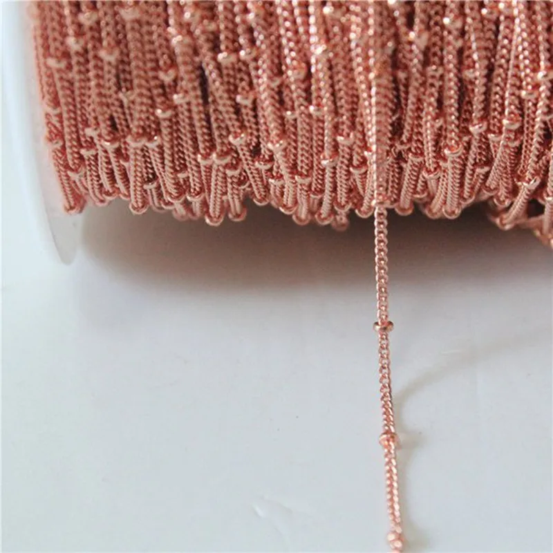 

5Meters Rose Gold Thin Cable Bead Chain On Brass,1mm Bracelet Necklace Chain,Top Quality Y20