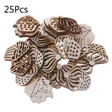 25 шт./пакет лазерная резка древесины украшение игрушечный деревянный пирог Форма крафт Свадебный декор