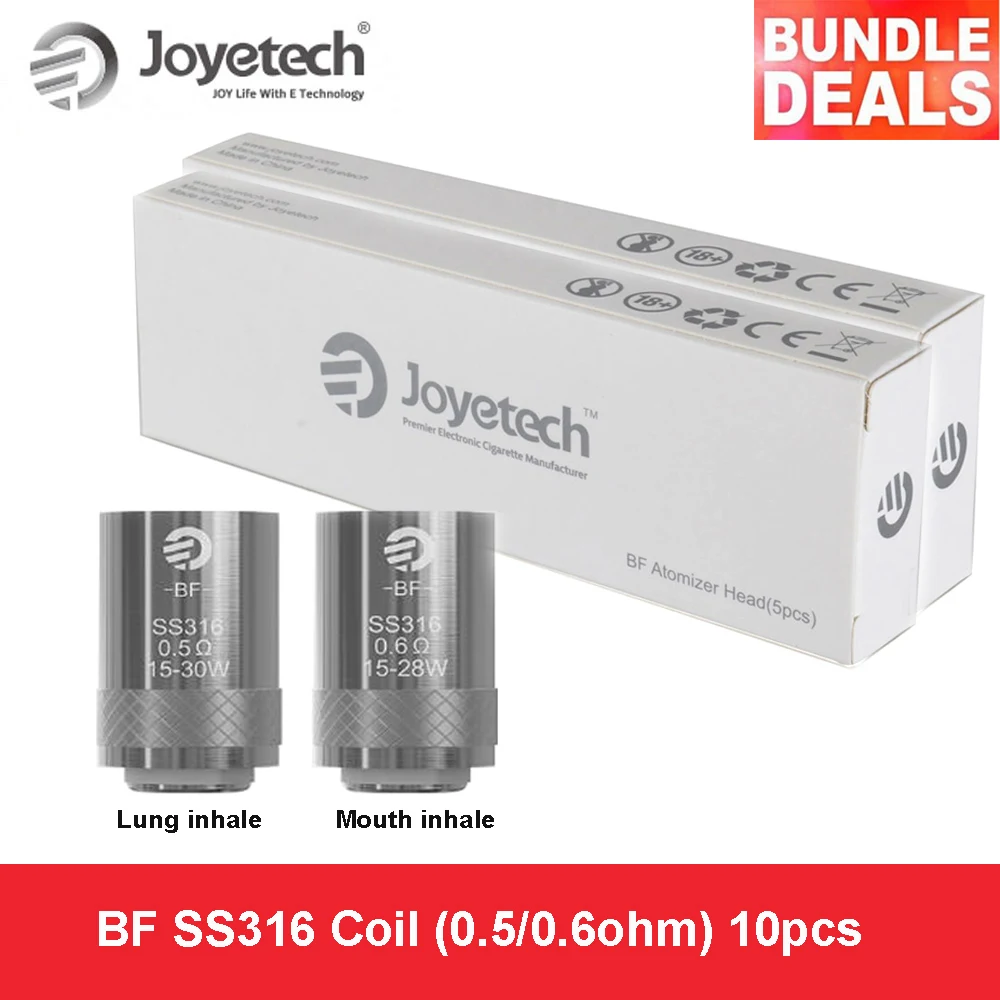 

Original Joyetech BF SS316 Head 10pcs Bundle Lot 0.5ohm / 0.6ohm for eGo Aio / cuboid mini / cubis electronic ciagrette cores