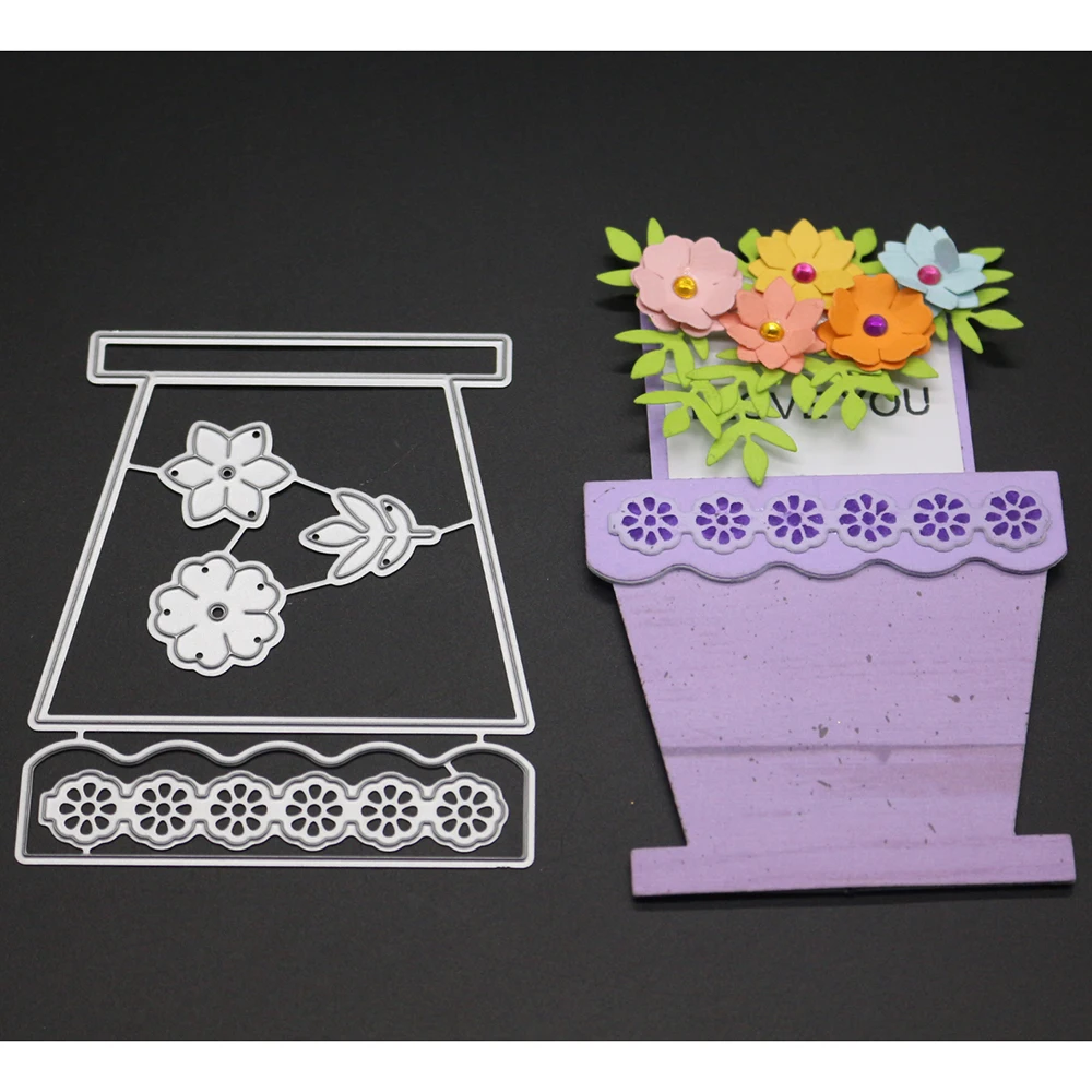 

Flower Pot Frame Metal Cutting Dies Stencil for Kids DIY Scrapbooking Photo Album Embossing Decor Wedding Card Craft Dies 2019