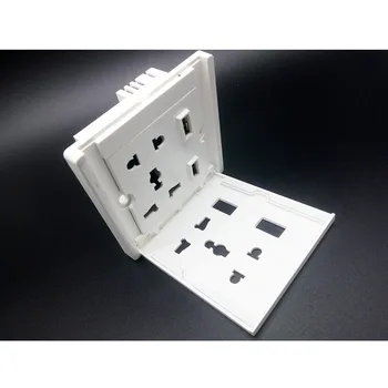 

86 Size AC 110-250V With Stand Placed Directly Charge The Phone 5-hole Dual USB 5V 2.4A Socket Panel Wall Socket Free Shipping