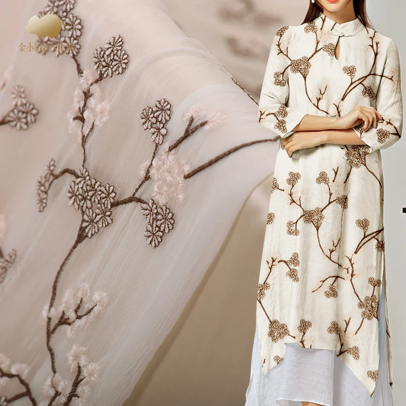 Шелковая вышивка хлопковая ткань перспективное платье шелковая для платья