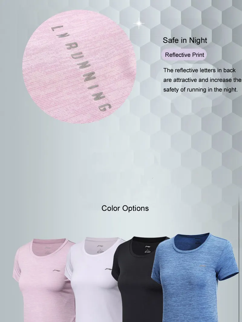 Распродажа) Li-Ning Женская футболка для бега, облегающая, полиэстер, на сухой, комфортной подкладке, для фитнеса, спортивные топы, футболки ATSN186 WTS1449