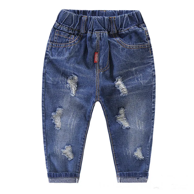 

Boys Jeans Pants Ripped Kids Jeans Broken Holes Baby Pants Bebe Kids Trousers Light Color Elastic Waist Casual Children Clothing
