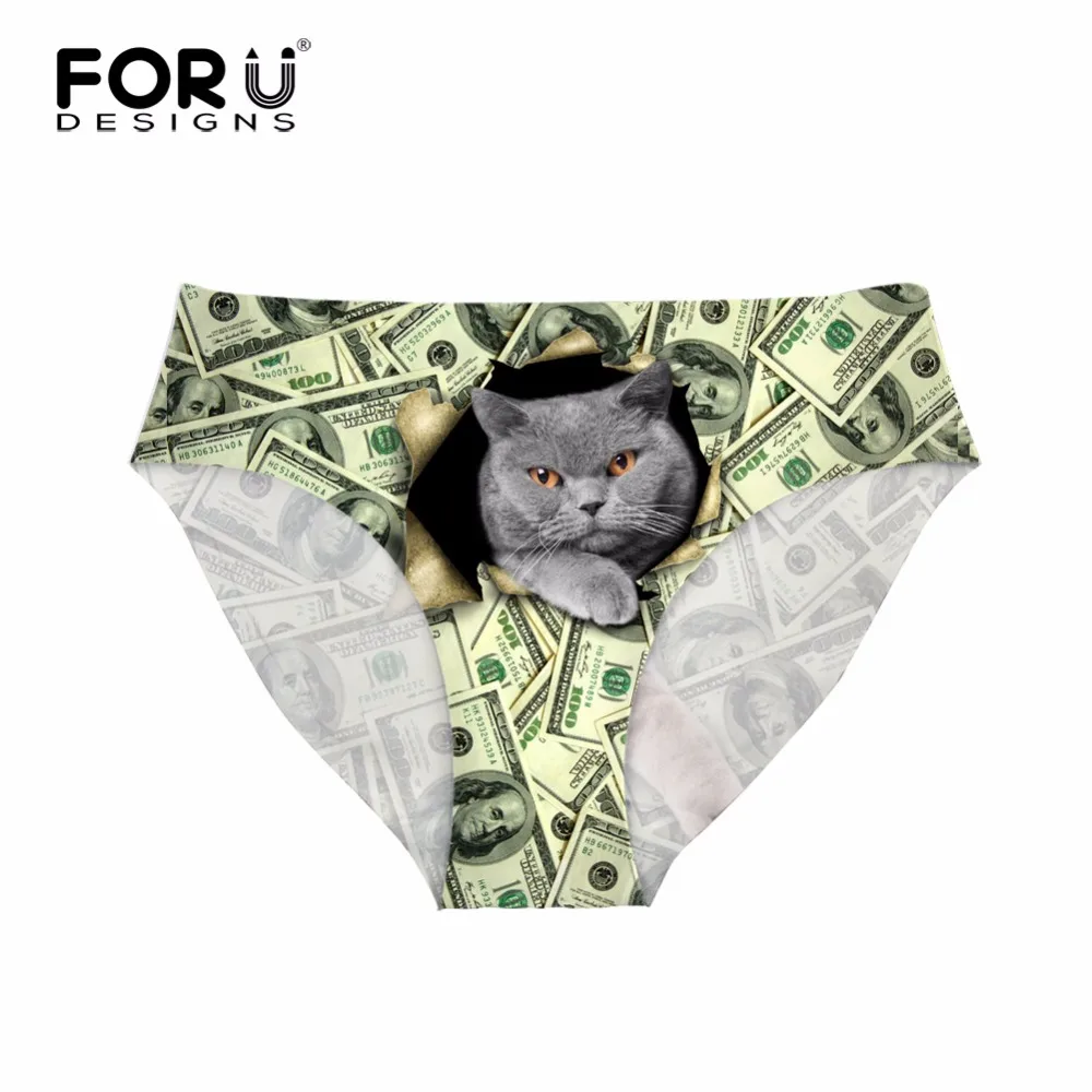 FORUDESIGNS/, новые летние женские сексуальные трусики, 3D банкноты, принт с собакой, нижнее белье для женщин, женские трусы, бесшовные трусики, S-XL