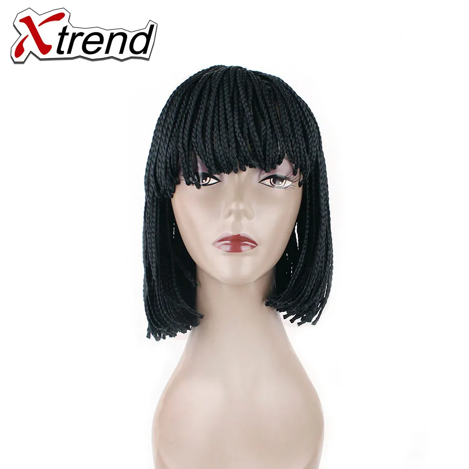

Xtrend 10&12 Inch Synthetic Braided Box Braids Wig For Black African Women High Temperature Fiber Cosplay Style Short Bob Wigs