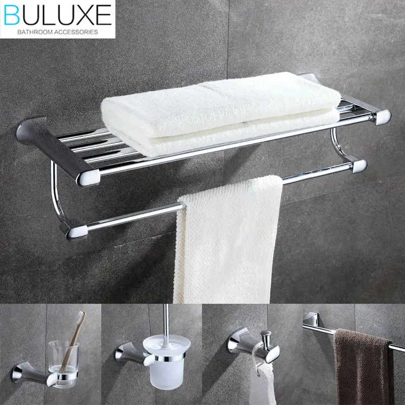 

BULUXE Brass Luxury Bathroom Accessories Towel Rack Ring Holder Toothbrush Cup Holder Acessorios de banheiro Set HP7724