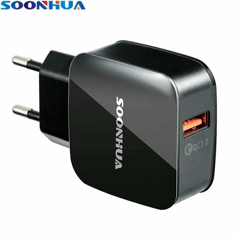 

SOONHUA Travel Wall Charger Quick Charge QC3.0 USB Charger Adapter EU US Plug Universal Mobile Phone Charger For iPhone Tablet