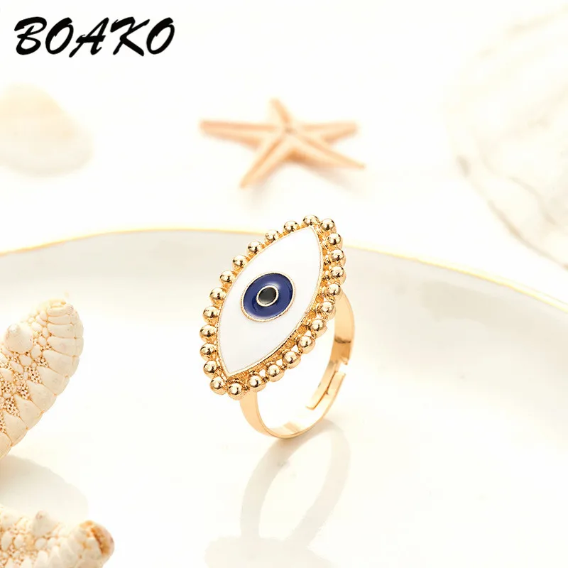 

Blue Evil Eye Adjustable Rings for Women Gold Color Dripping Oil Wedding Rings Opening Engagement Ring Midi Knuckle Jewelry Gift