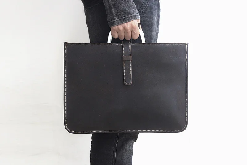  2019 new style leather rectangle thin business bag office laptop bags