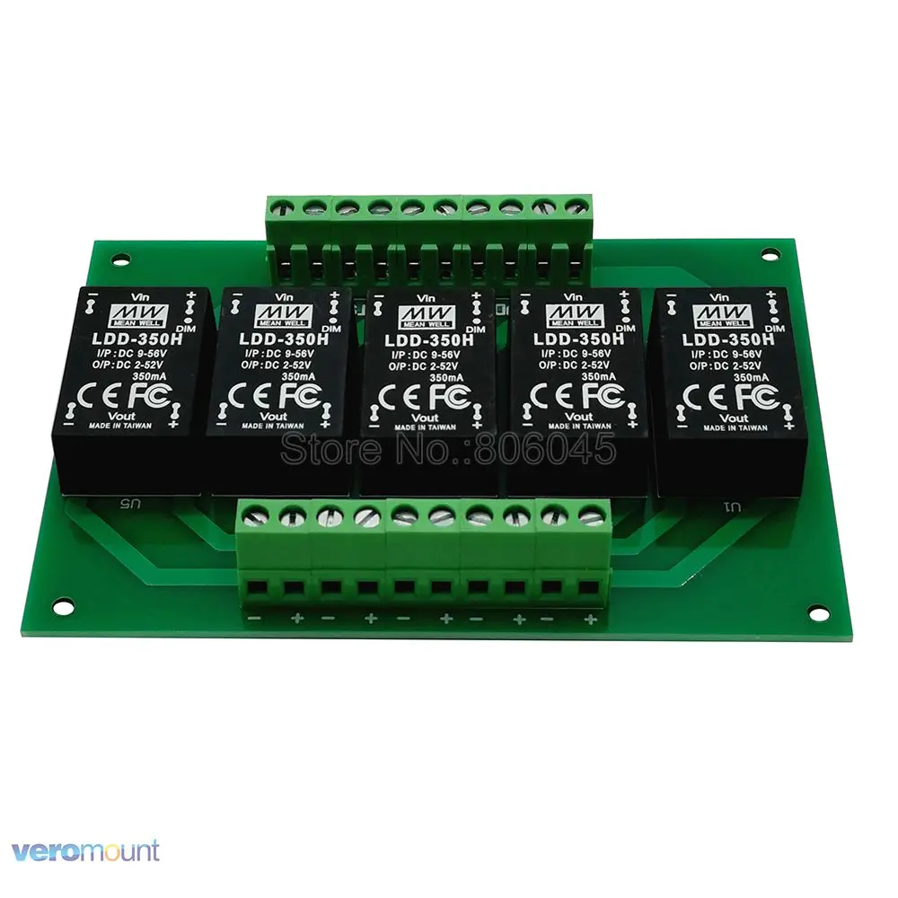 Meanwell LDD 5UP 350H DC - DC Constant Current Step-Down LED Driver +PCB Board For DIY 5 Channel Aquarium Fish Tank Led Emitter Meanwell LDD 5UP 350H DC - DC Constant Current Step-Down LED Driver +PCB Board For DIY 5 Channel Aquarium Fish Tank Led Emitter