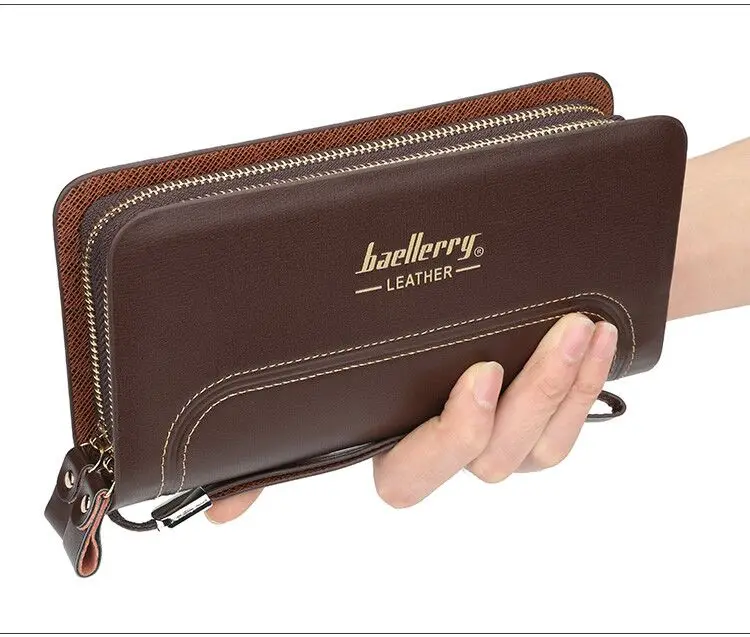 Baellery двойной молнии мужской кошелек-портмоне винтажный PU кожаный мужской клатч-кошелек держатель для телефона мужские бумажники
