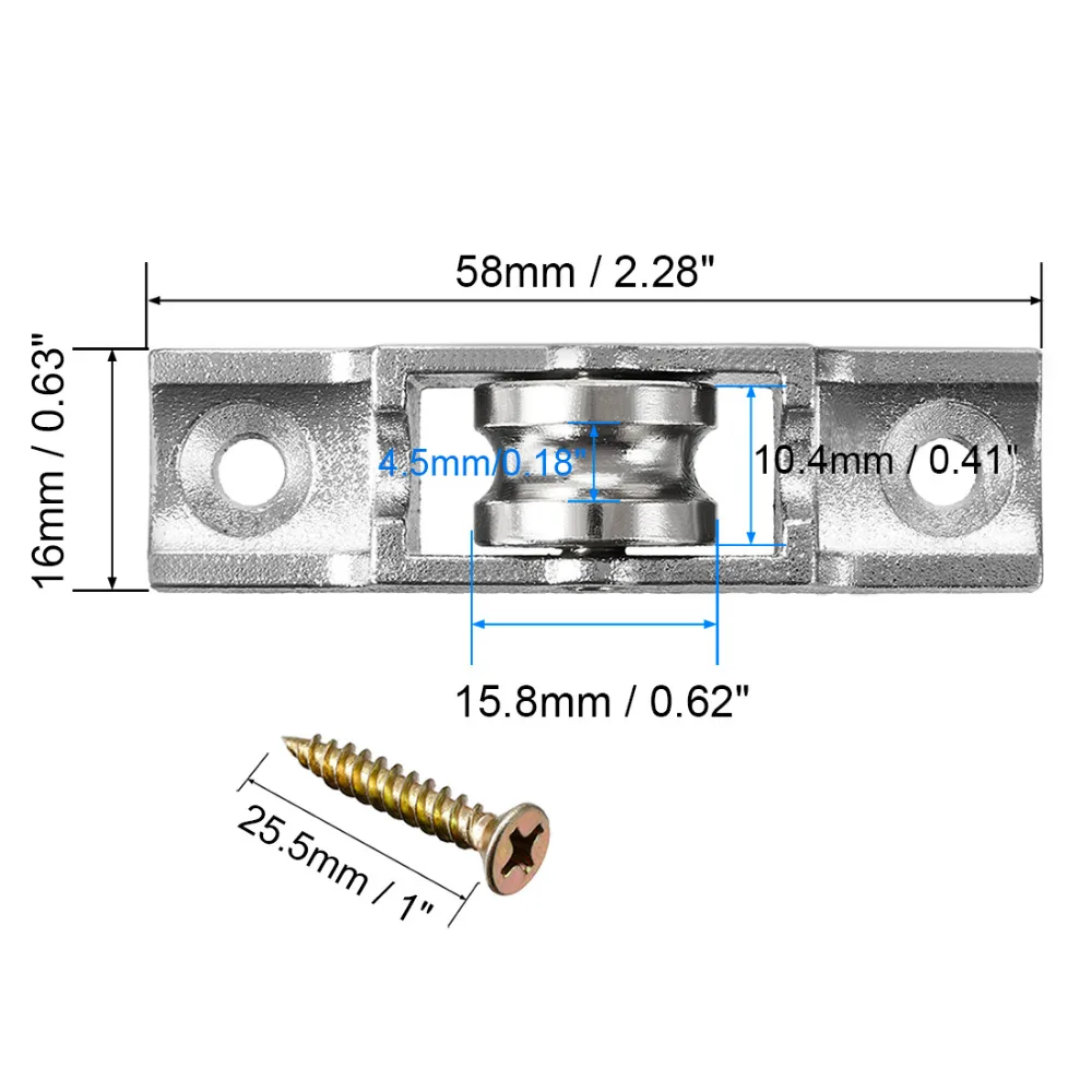 Uxcell подшипниковое стальное колесо, крючок из цинкового сплава гальваническим покрытием 15,8 мм для раздвижных дверей и окон U паз одноколёсный роликовый блок
