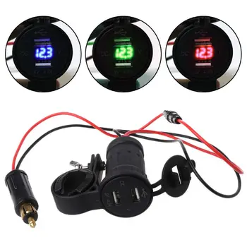 

Waterproof Handlebar Dual USB Charger Power Adapter LED Voltmeter Hella DIN Plug Socket for BMW Triumph Yamaha Motorcycle