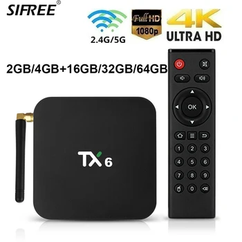 

Smart TV Box 4GB RAM 64GB ROM Android 9.0 TX6 Allwinner H6 16/32G/64G Support 4K H.265 2.4G/5GHz Dual WiFi BT4.1 Media Player