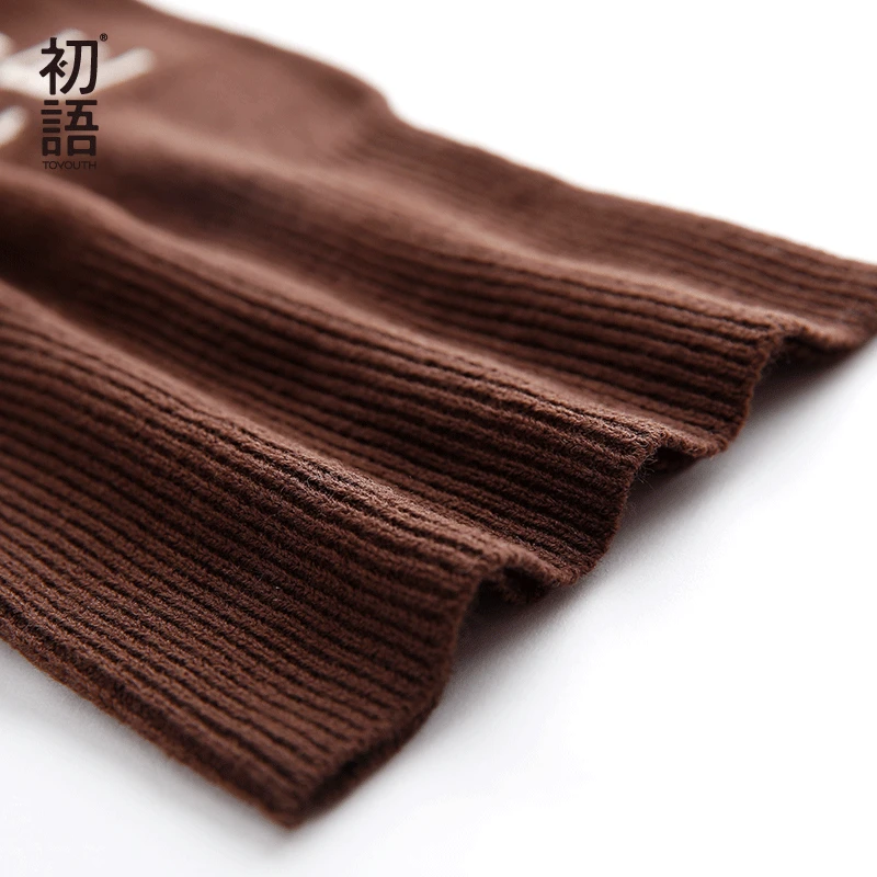 Toyouth зимний длинный шарф для женщин, модный темно-коричневый вязаный шарф с буквенным принтом, мягкие теплые акриловые аксессуары