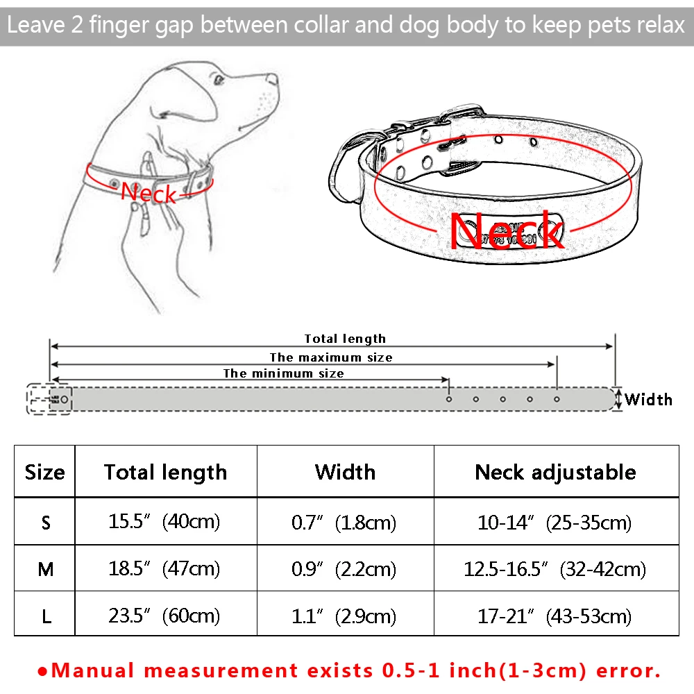 Персонализированный ошейник из натуральной кожи для собак, регулируемый ошейник с выгравированным именем ID для средних и больших собак, ошейник для домашних животных