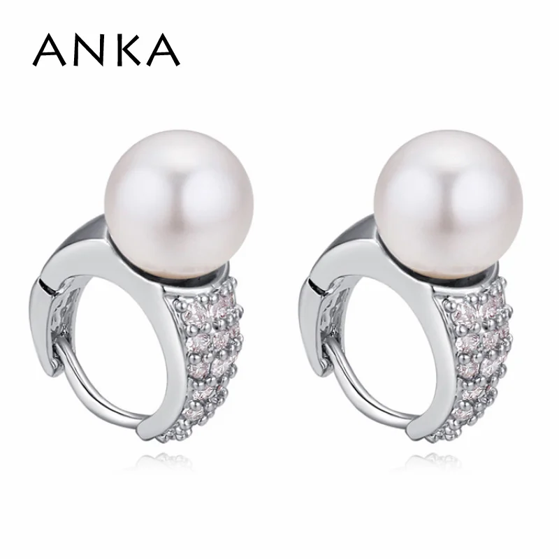

ANKA small crystal from Swarovski pearl ball stud earring for design women luxury top zirconia CZ earings fashion jewelry 121360