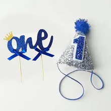 

1 set Lovely Glitte Silver baby Birthday Party Hats,Glitter Digital Children hat & cap kids birthday party boy's first birthday