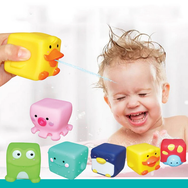 

New 6Pcs/Set Lovely Bath Toy Cartoon Animal Educational Intelligence Wash Play Novelty Interesting Bath Toys For Infant Children