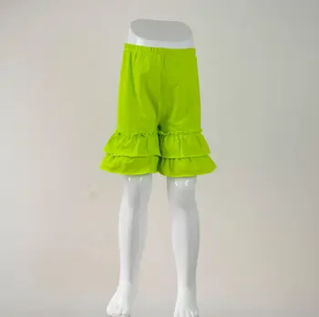 

Pure color Cheap Wholesalspandex cotton toddler girls ruffle shorts Boutique Kids Hot Sale cotton baby Girl Double Ruffle Shorts