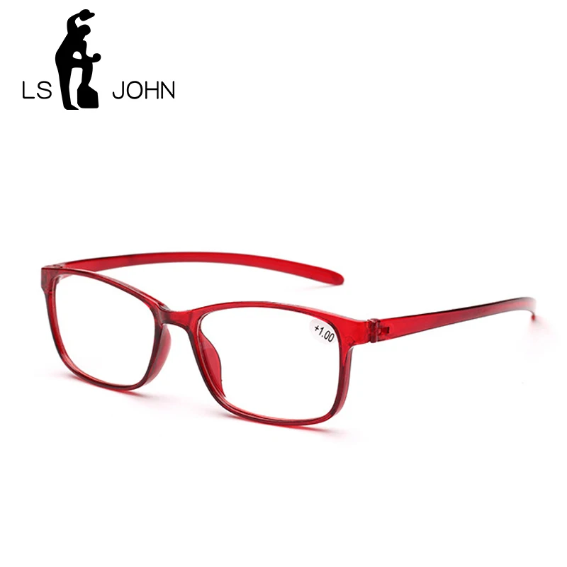 LS JOHN Retro Full Frame Reading Glasses Women&Men TR90 Ultralight Clear Lens Presbyopic Eyewear Magnifier+1.0to4.0 for Reader