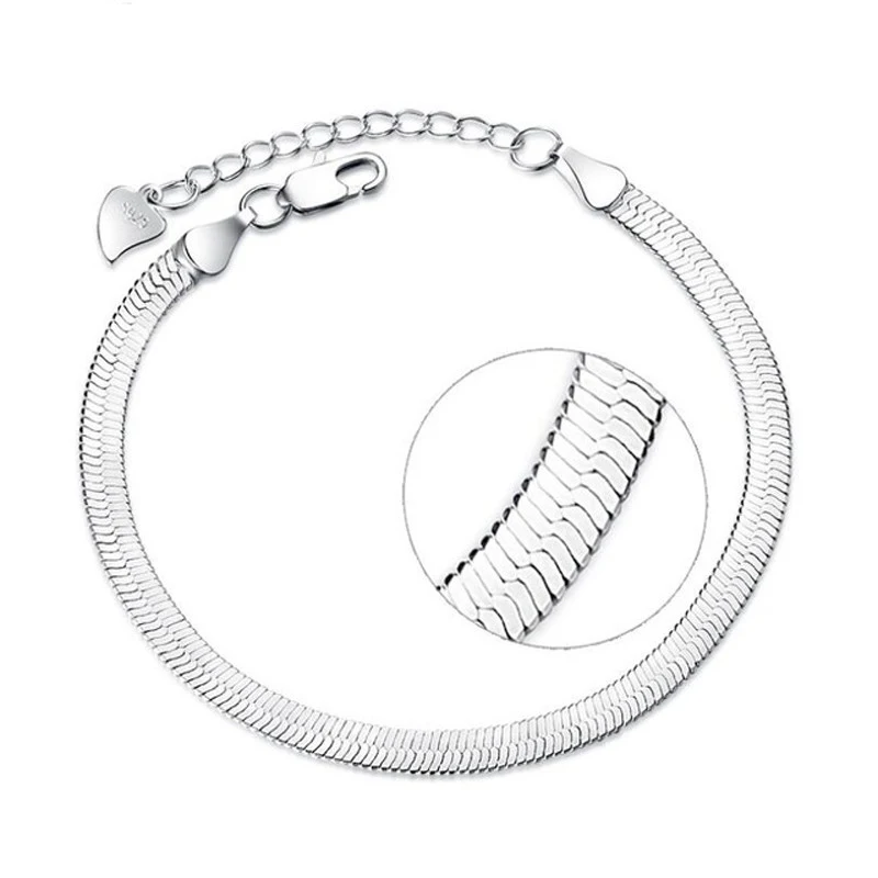 

Minimalist 925 Sterling Silver Armband Snake Chain Bracelet Womens Braclets Handchain Hand Accessories Female Wristband SB032