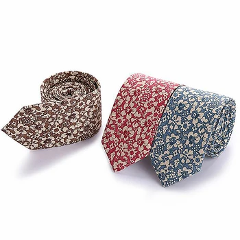 

Mens Floral Skinny Tie Fashion Gifts Cotton Fabric Neckties Wedding Groom Flower Tie Trend Small Floral Ties 2.56" Narrow Ties