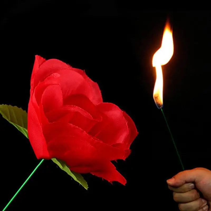 New Romantic Stage Close Up Magic Trick Torch To Rose Tricks Popular Fire Flame Appearing Flower