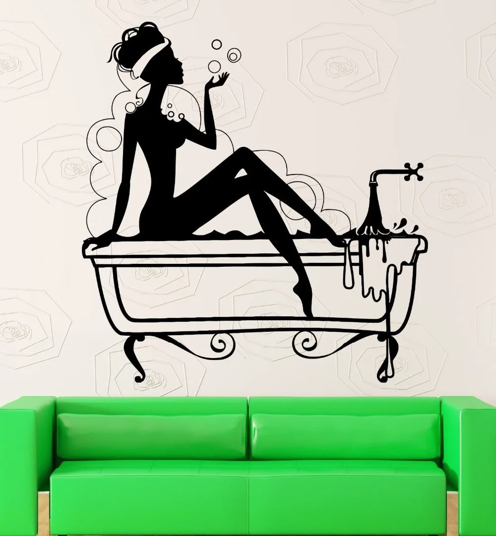 Hot Sexy Girl Vinyl Decal Bathroom Woman Wash Bath Wall Stickers