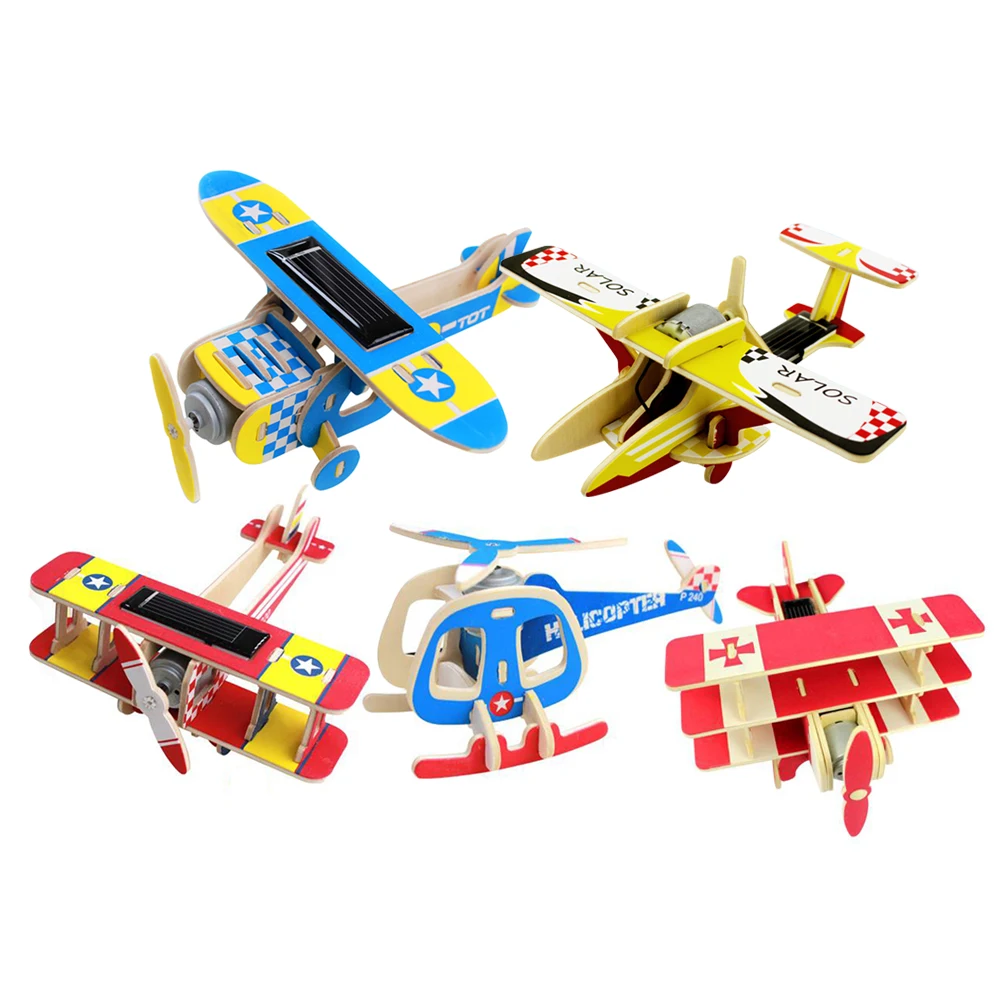 

3D Assembly Puzzles Jigsaw Toy Solar DIY Wood Plane Aircraft Puzzle Toy Children Educational Airplane Model Building Puzzle Toy