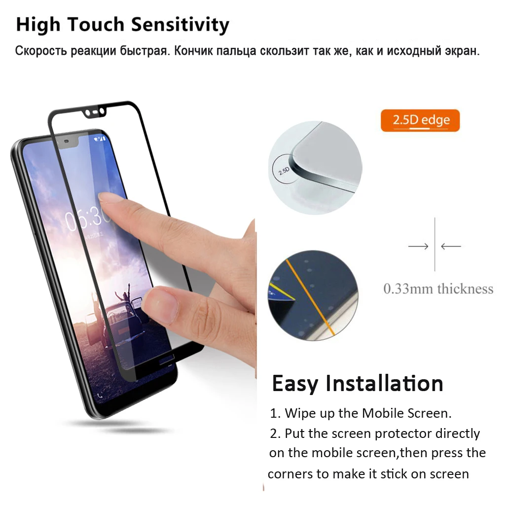 30 Pcs/Lot 9H Premium Tempered Glass for Nokia X6 Full Coverage Screen Protector Protective Film for