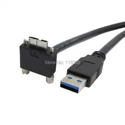 200 шт./лот) 90 градусов прямоугольный Micro B USB 3,0 винтовое крепление к USB 3,0 A мужской тип кабель для передачи данных 3 м 10 футов, экспресс-почтой DHL