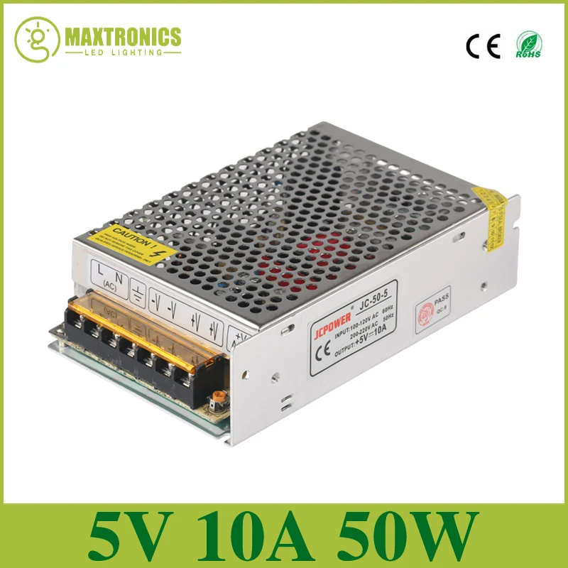 5V 10A 50W Switching Power Supply Driver for 5V WS2812B WS2801 LED Strip Light AC 100-240V Input to DC 5V Free shipping 5V 10A 50W Switching Power Supply Driver for 5V WS2812B WS2801 LED Strip Light AC 100-240V Input to DC 5V Free shipping