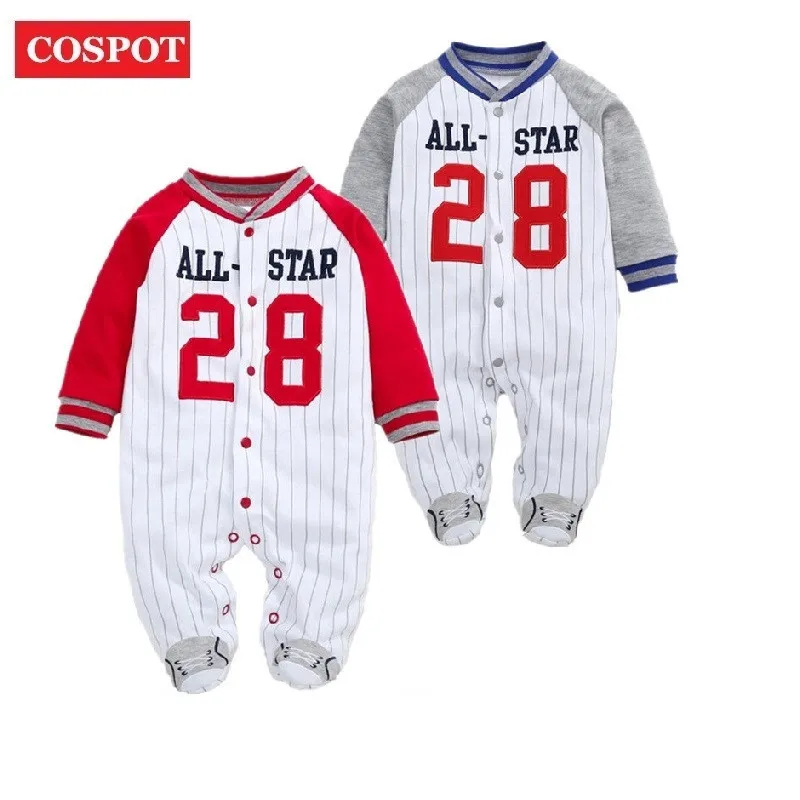 COSPOT 2019 Новый новорожденных Footies весна полосатый Длинные рукава ногой комбинезон пижамы для маленьких мальчиков для мальчиков Bebes одежда облегающий костюм D24 - изображение